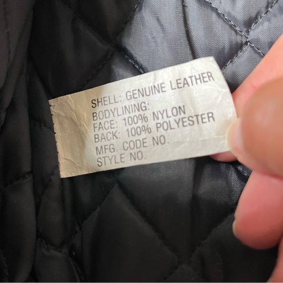 Vintage Nikki black leather motorcycle jacket white plush fur trim collar EUC M - Picture 9 of 16